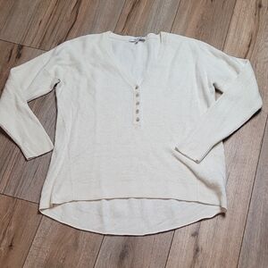 Madewell women Asherton Waffle Henley Sweater S Ivory Wool Alpaca Blend
